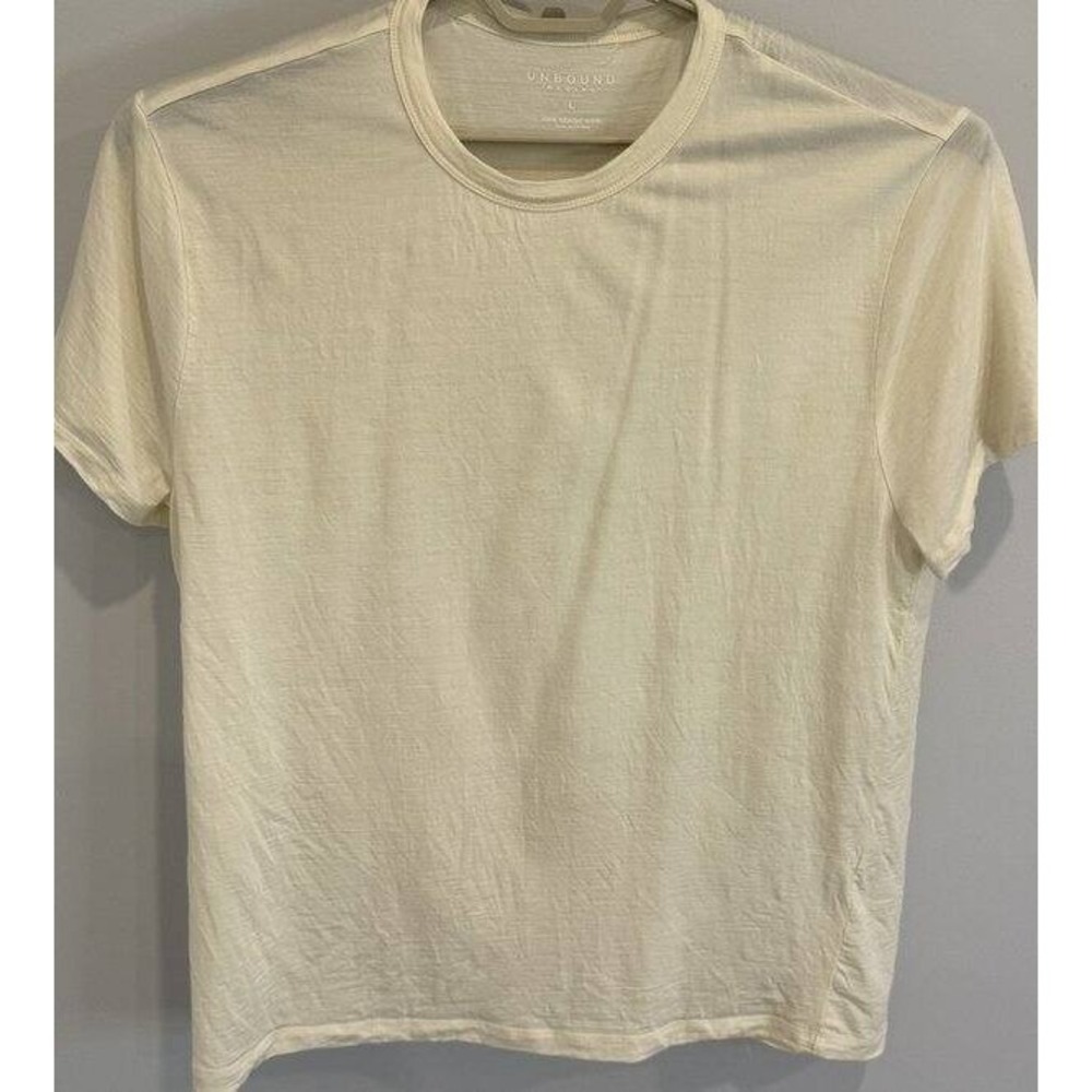 Unbound Merino Mens Natural White Short Sleeve Crew Neck T Shirt Size L